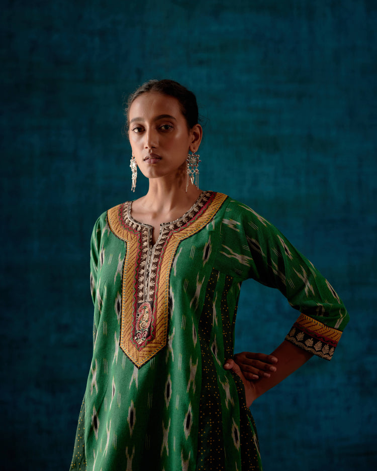 Naaz Choga Kurta Green Off White (7152335847471)