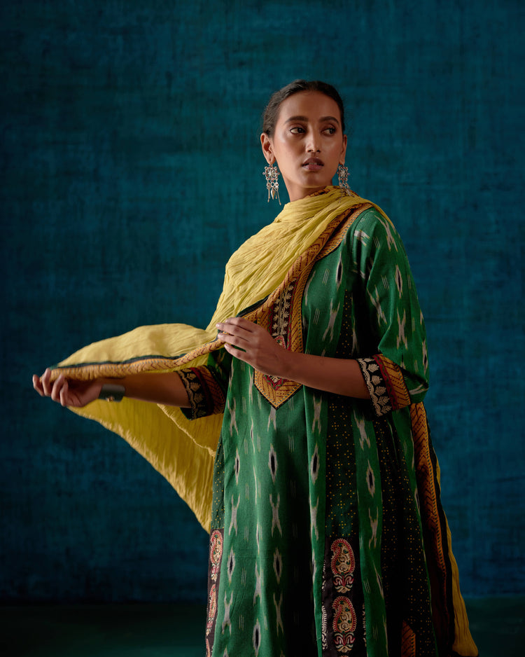 Naaz Choga Kurta Green Off White (7152335847471)
