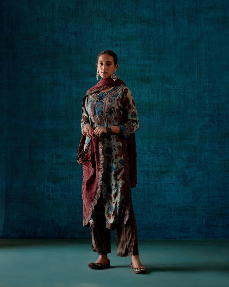 Rozana Cotton Crinkled Dupatta Dark Maroon (7152375300143)