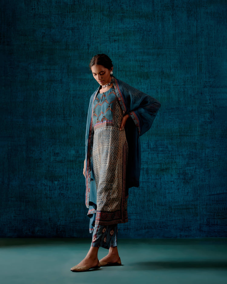 Rozana Chiffon Dupatta Steel Blue (7152365305903)