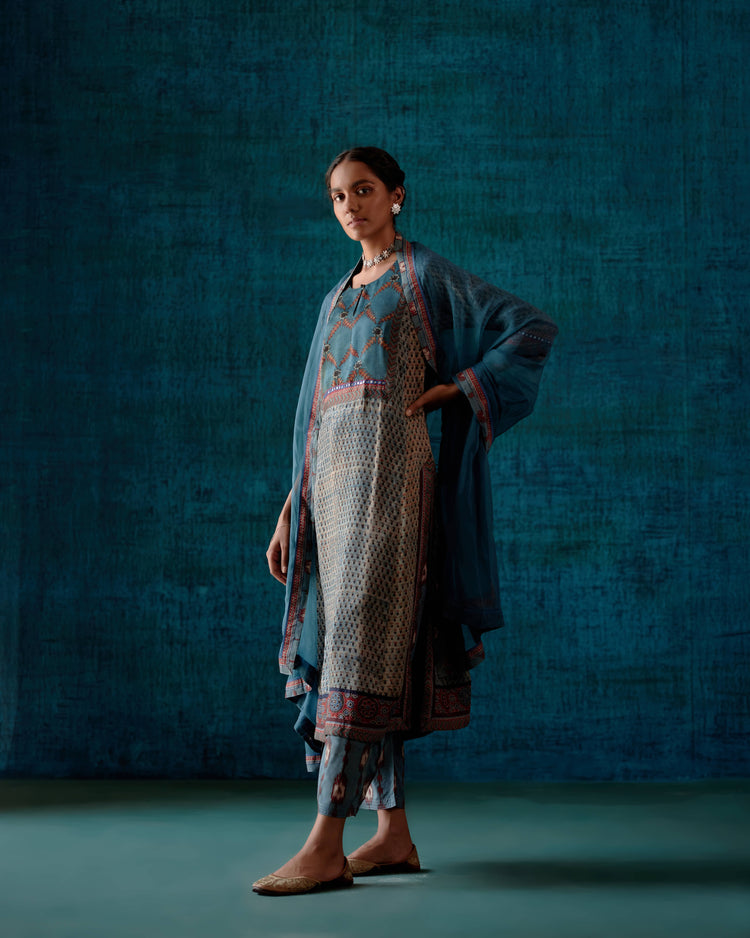Rozana Chiffon Dupatta Steel Blue (7152365305903)