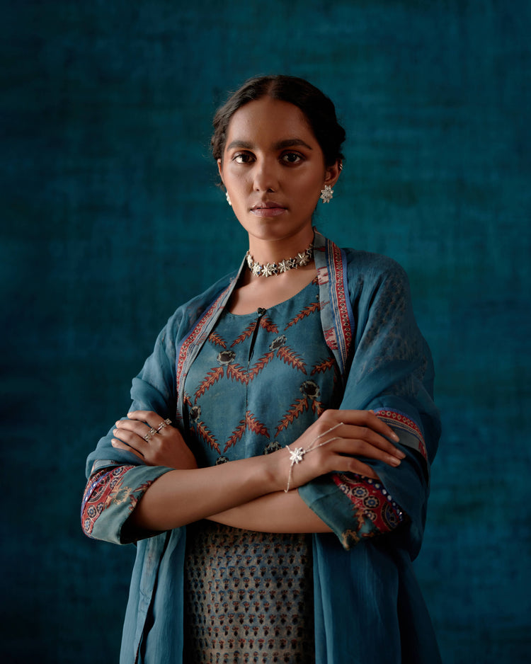 Rozana Chiffon Dupatta Steel Blue (7152365305903)