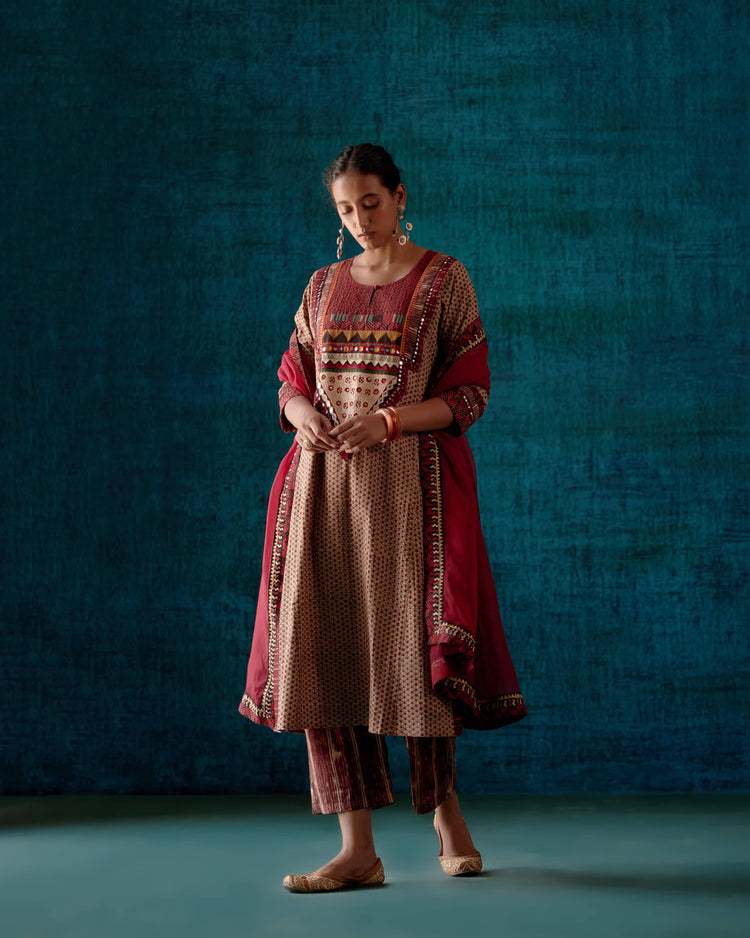 Rozana Chiffon Dupatta Maroon (7152366288943)