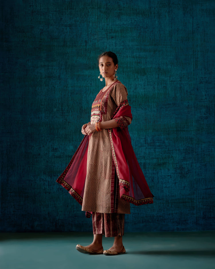 Rozana Chiffon Dupatta Maroon (7152366288943)