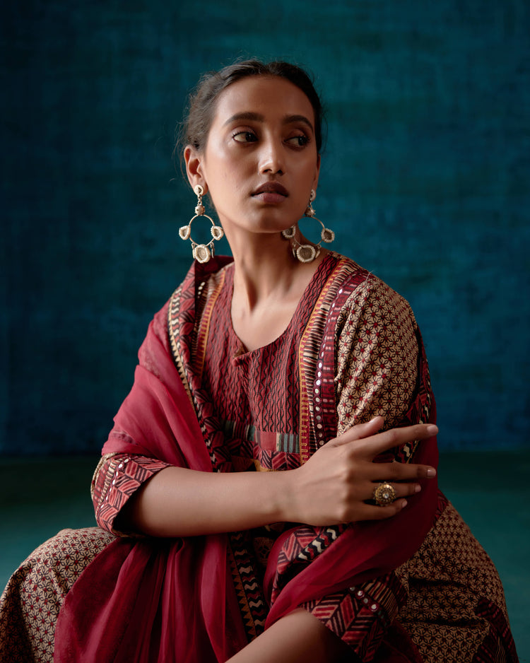 Rozana Chiffon Dupatta Maroon (7152366288943)