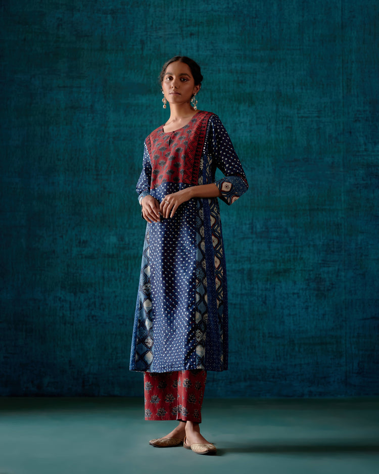 Choga Kurta Indigo White (7152338829359)
