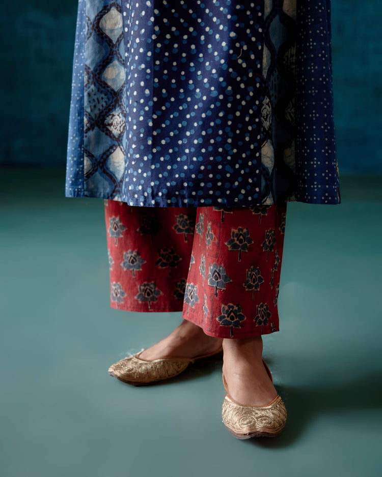 Rozana Pant Blue Maroon (7152358260783)