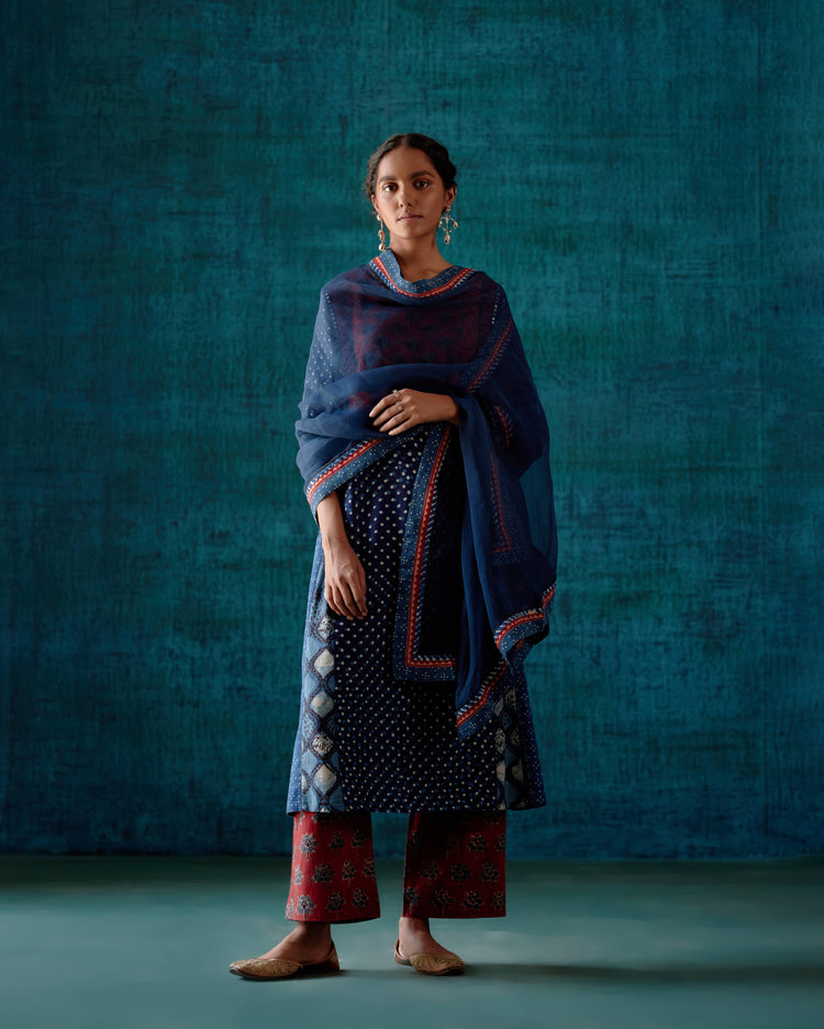 Choga Kurta Indigo White (7152338829359)