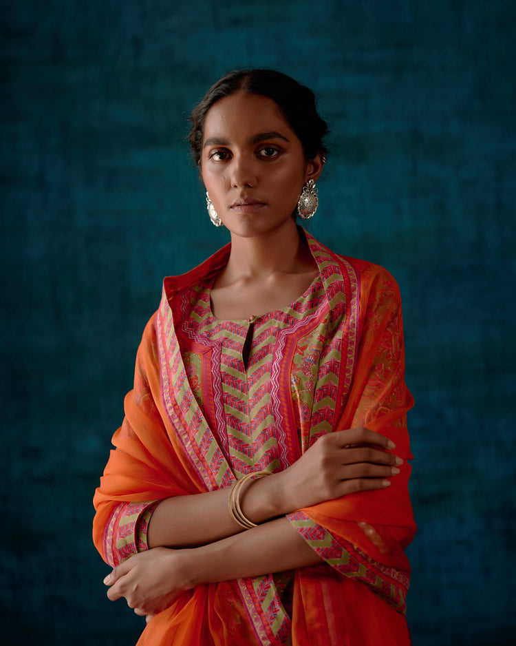 Rozana Kurta Pista Green Pink (7152337682479)