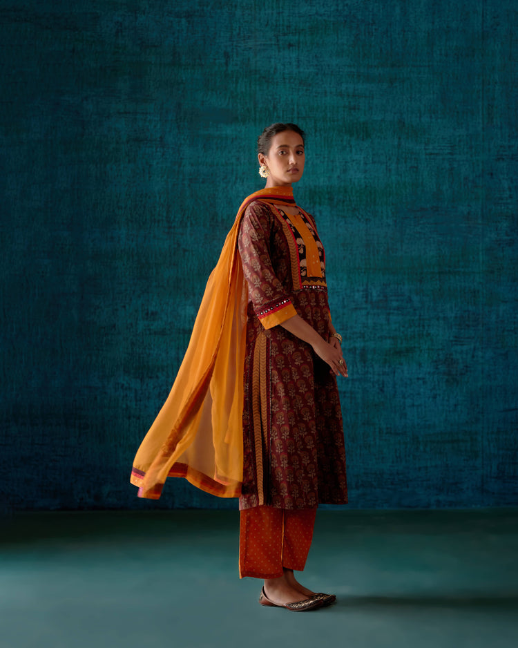Yoke Kurta Walnut Mustard (7152336338991)