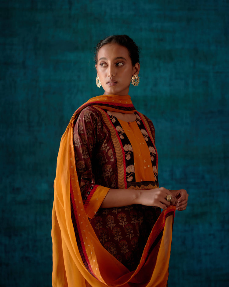 Yoke Kurta Walnut Mustard (7152336338991)