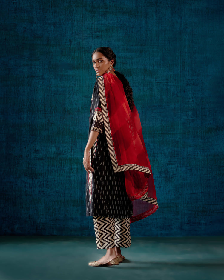 Rozana Chiffon Dupatta Red Orange (7152368713775)