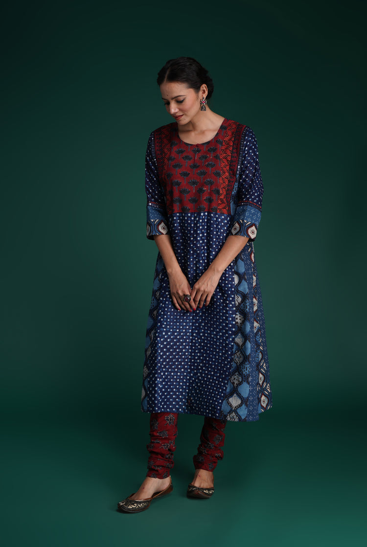 Rozana Bottom Maroon Blue (7152344858671)