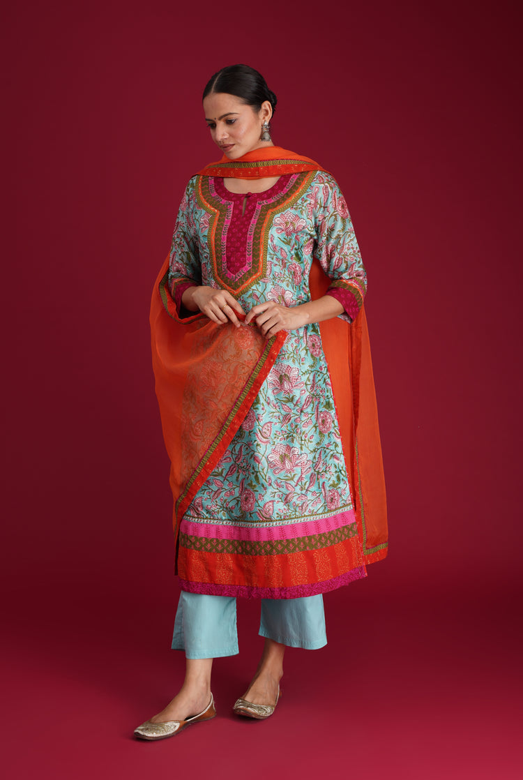 Rozana Chiffon Dupatta Orange (7135736496175)