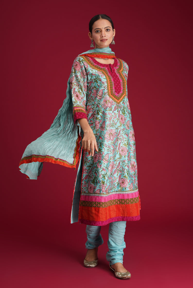 Rozana Cotton Crinkled Dupatta Sea Green (7135747178543)