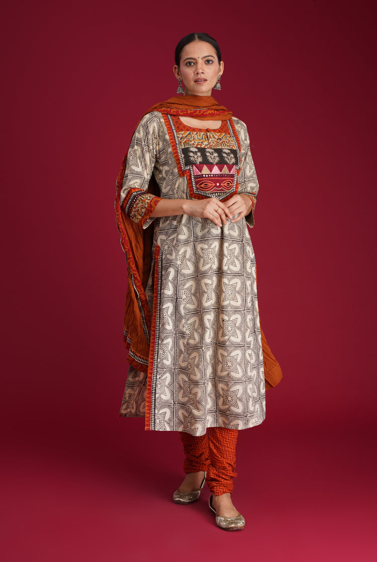 Rozana Cotton Crinkled Dupatta Rust (7135743901743)