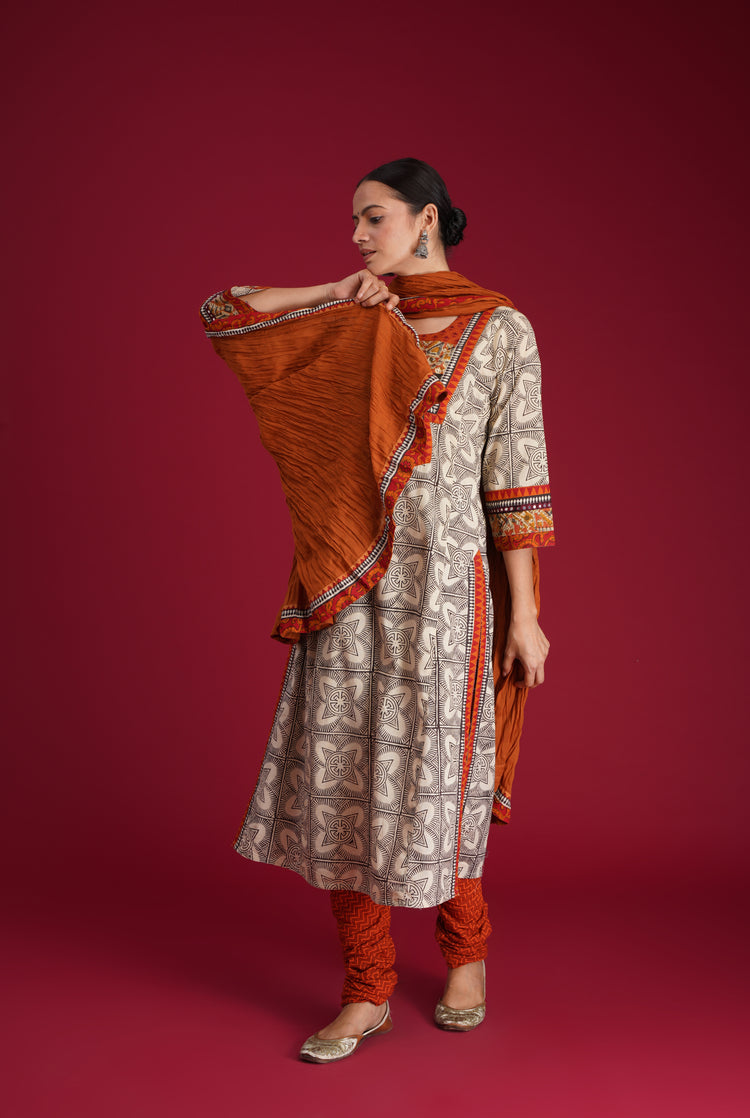 Rozana Cotton Crinkled Dupatta Rust (7135743901743)