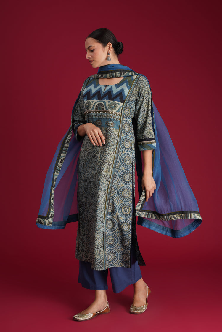 Rozana Chiffon Dupatta Blue (7135739346991)