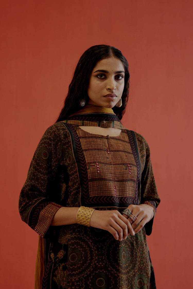 Rozana Cotton Crinkled Dupatta Ochre (8019738820907)