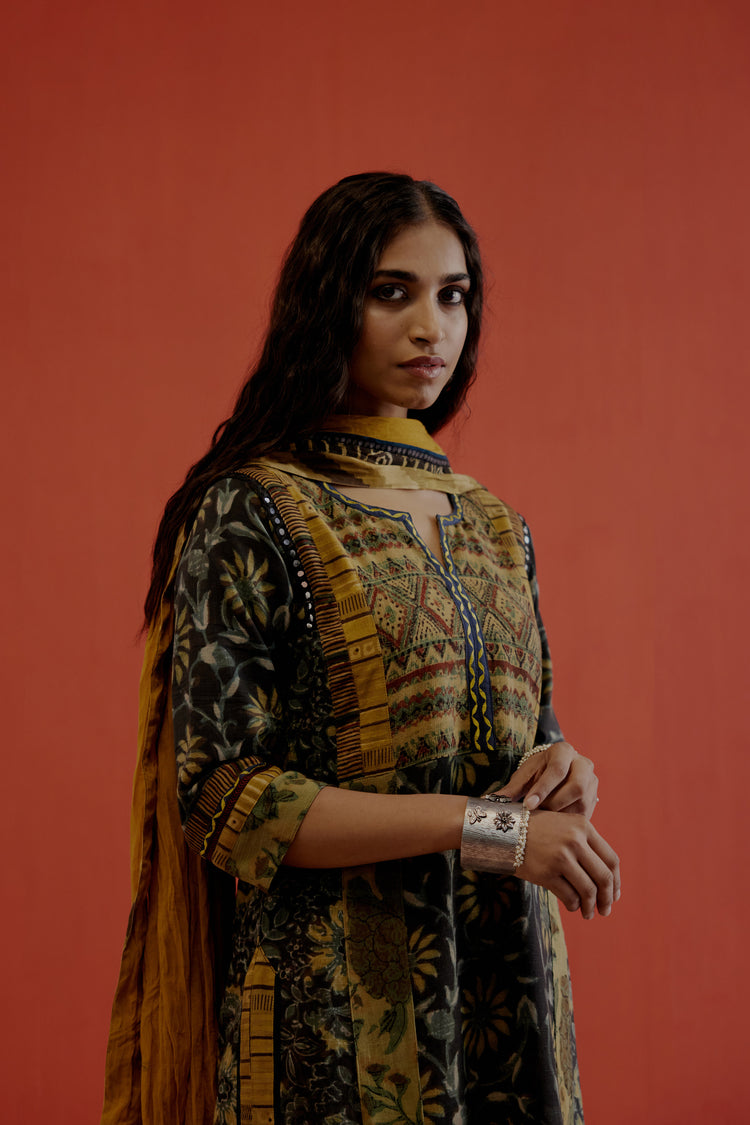 Rozana Cotton Crinkled Dupatta Ochre (8019737608491)