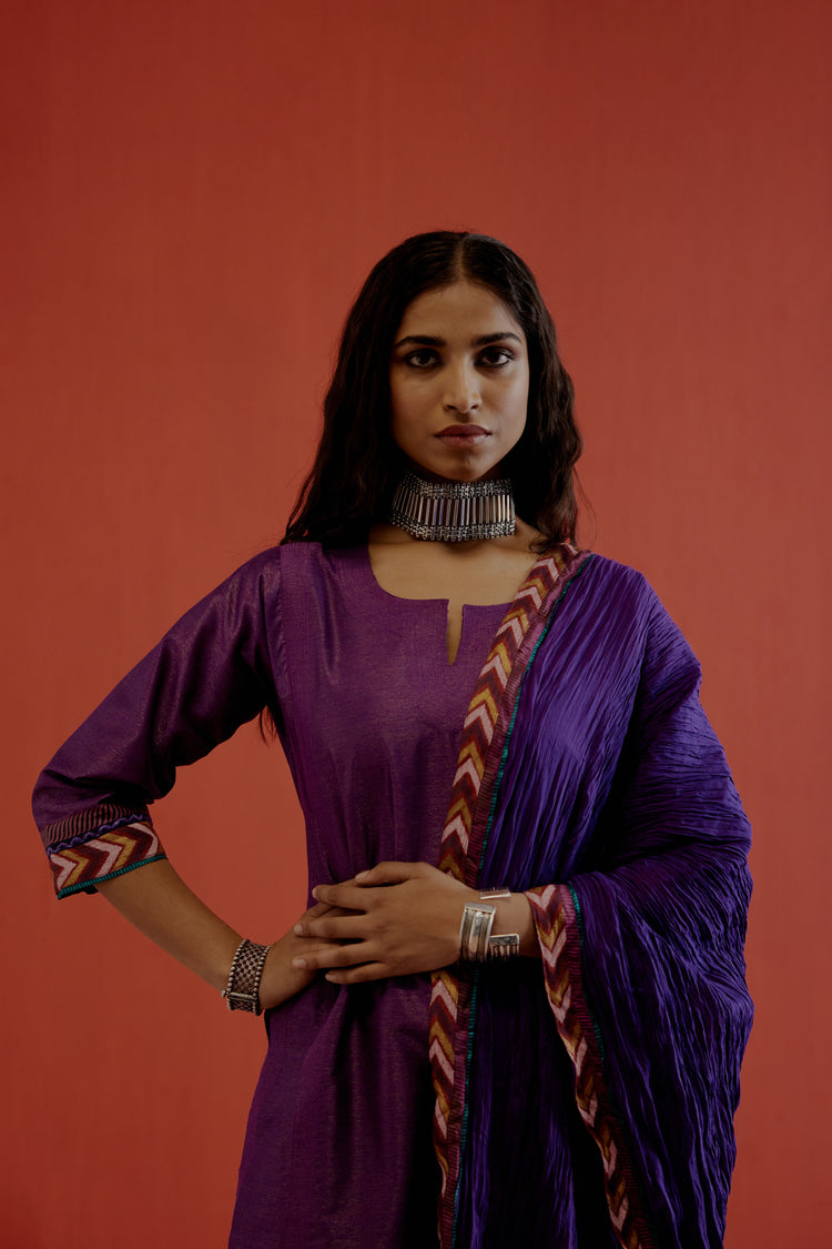 Rozana Cotton Crinkled Indira Dupatta Purple (8019781091627)