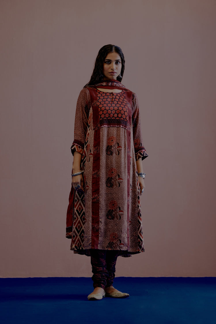 Rozana Cotton Crinkled Indira Dupatta Maroon (8019748880683)