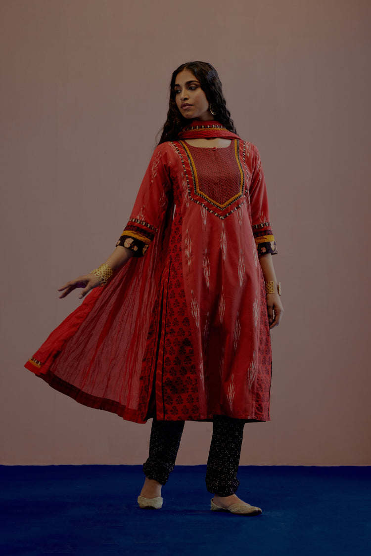 Rozana Cotton Crinkled Dupatta Red (8019729580331)