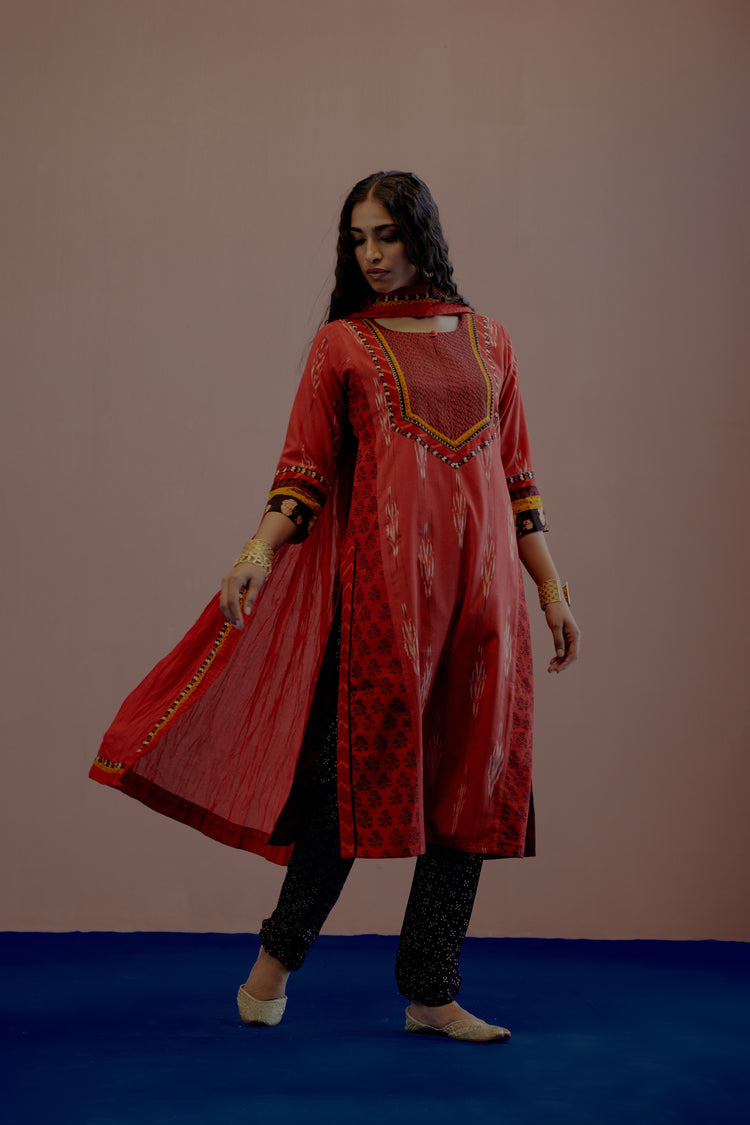 Rozana Cotton Crinkled Dupatta Red (8019729580331)