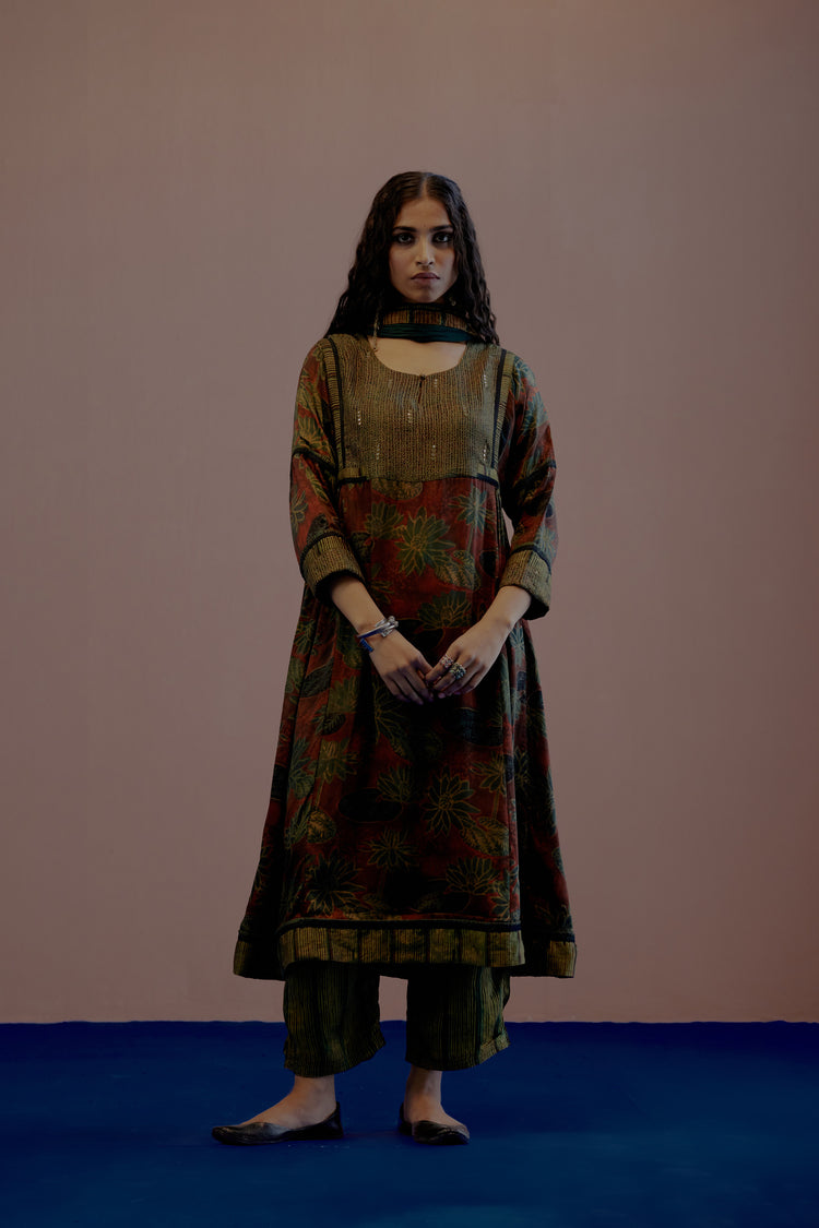 Rozana Cotton Crinkled Dupatta Bottle Green (8019794788651)