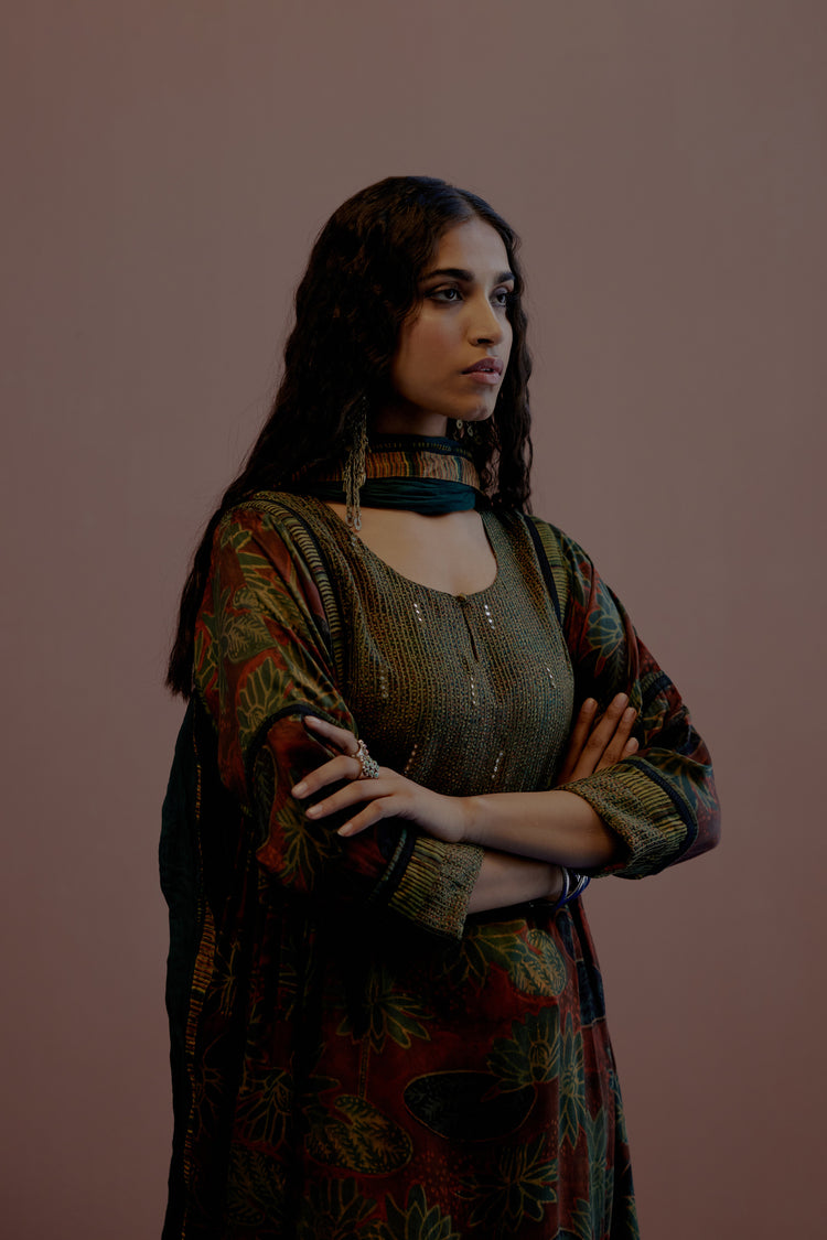 Rozana Cotton Crinkled Dupatta Bottle Green (8019794788651)
