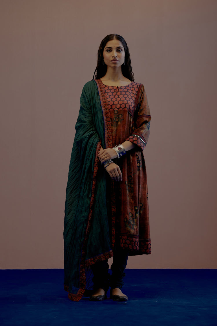 Rozana Cotton Crinkled Dupatta Bottle Green (8019746849067)