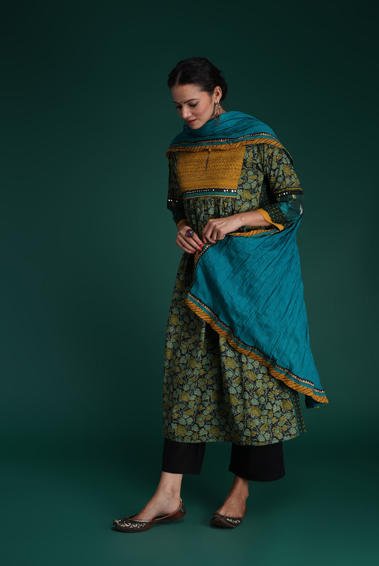 Banjara Kurta Black Green (7152341057583)