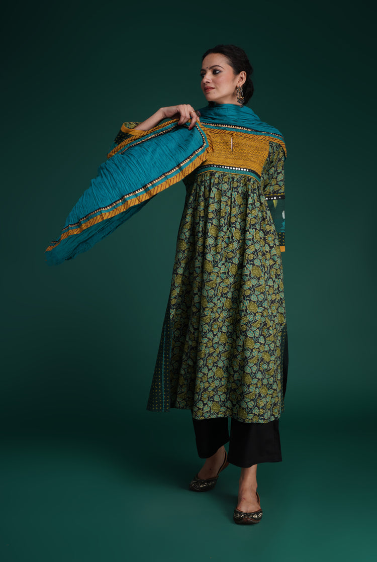 Rozana Cotton Crinkled Dupatta Sea Green (7152377167919)