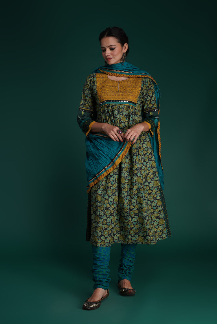 Rozana Cotton Crinkled Dupatta Sea Green (7152377167919)