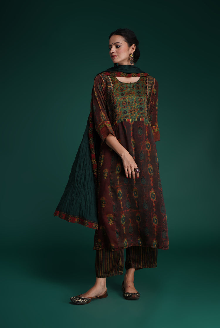 Rozana Cotton Crinkled Dupatta Bottle Green (7153496555567)