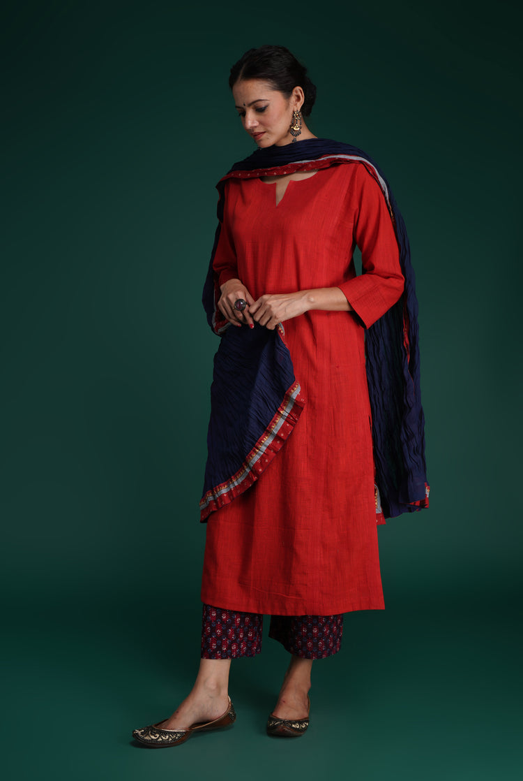 Rozana Cotton Crinkled Dupatta Dark Blue (7153497899055)