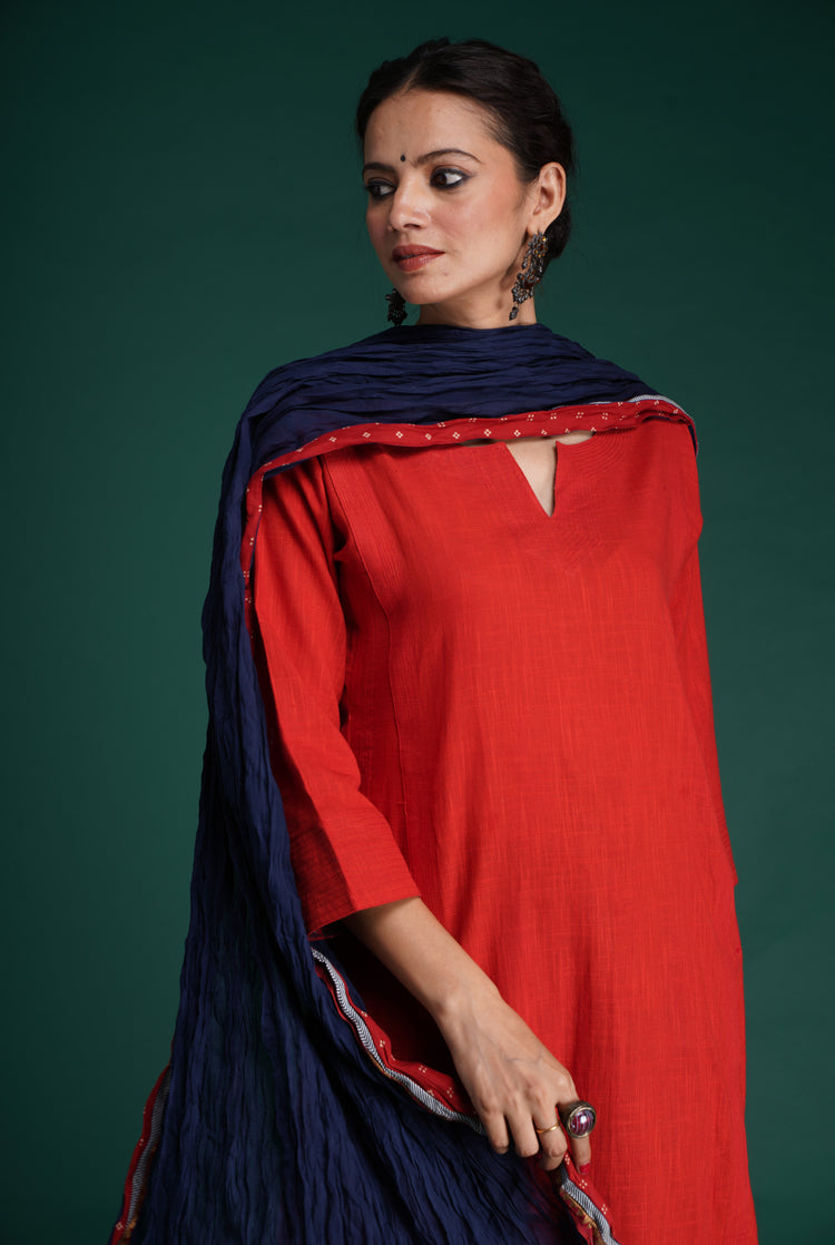 Rozana Cotton Crinkled Dupatta Dark Blue (7153497899055)