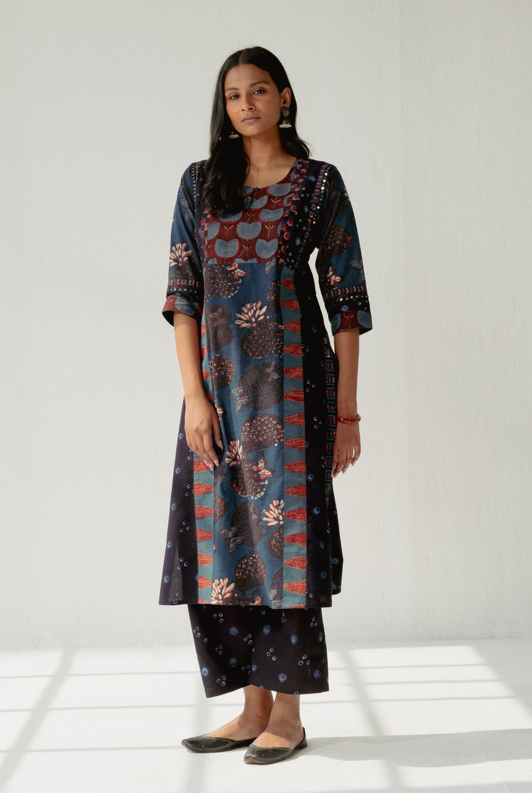 Kashi Kurta Navy Blue Maroon (8161804910891)