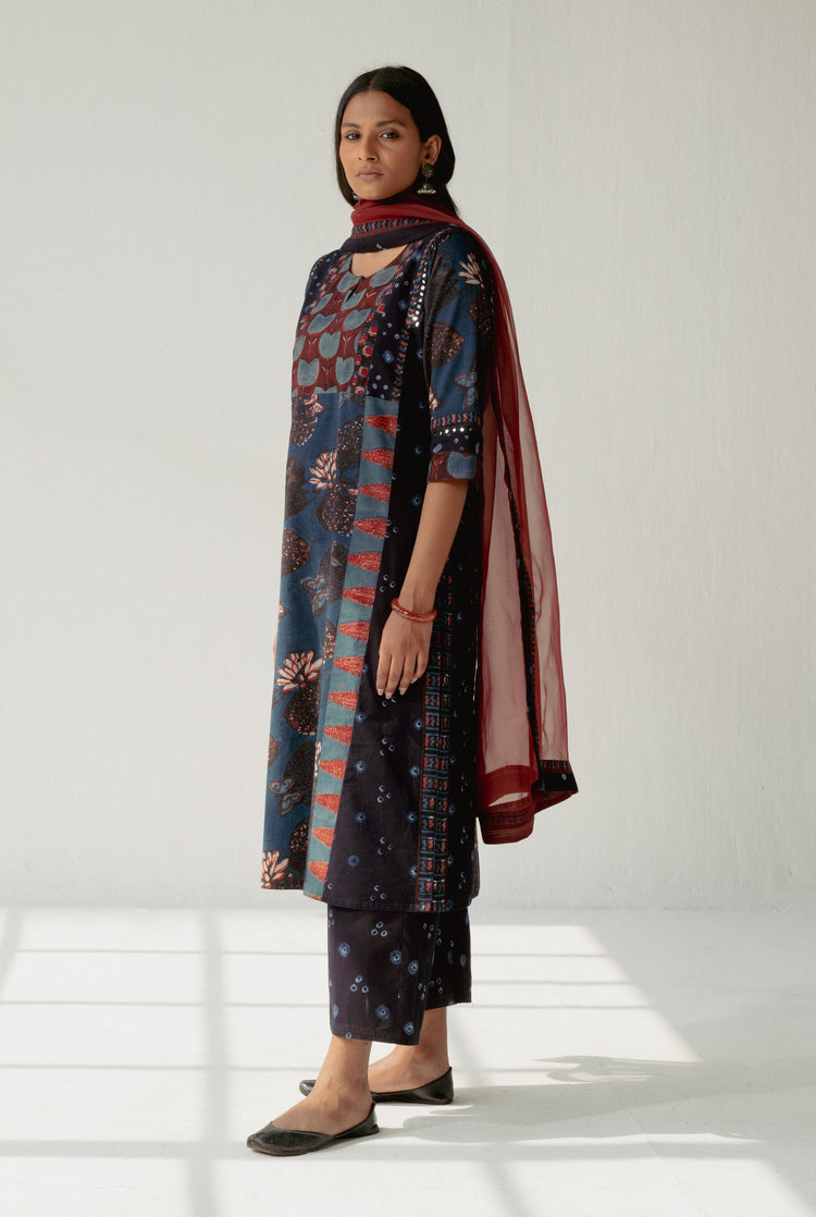 Kashi Kurta Navy Blue Maroon (8161804910891)