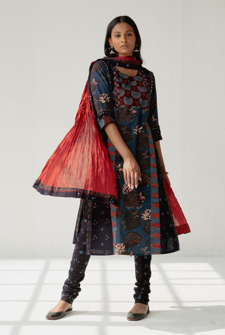 Kashi Kurta Navy Blue Maroon (8161804910891)