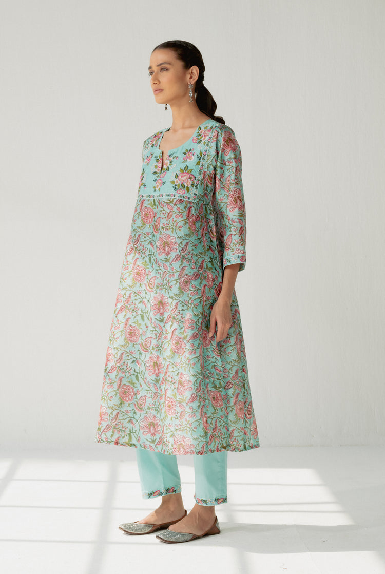 Tulsi Kurta Peach Sea Green (8164738531627)