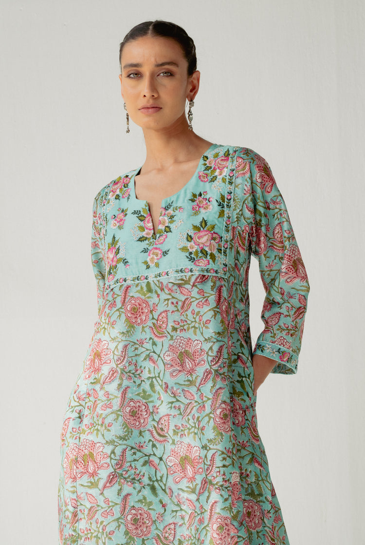Tulsi Kurta Peach Sea Green (8164738531627)