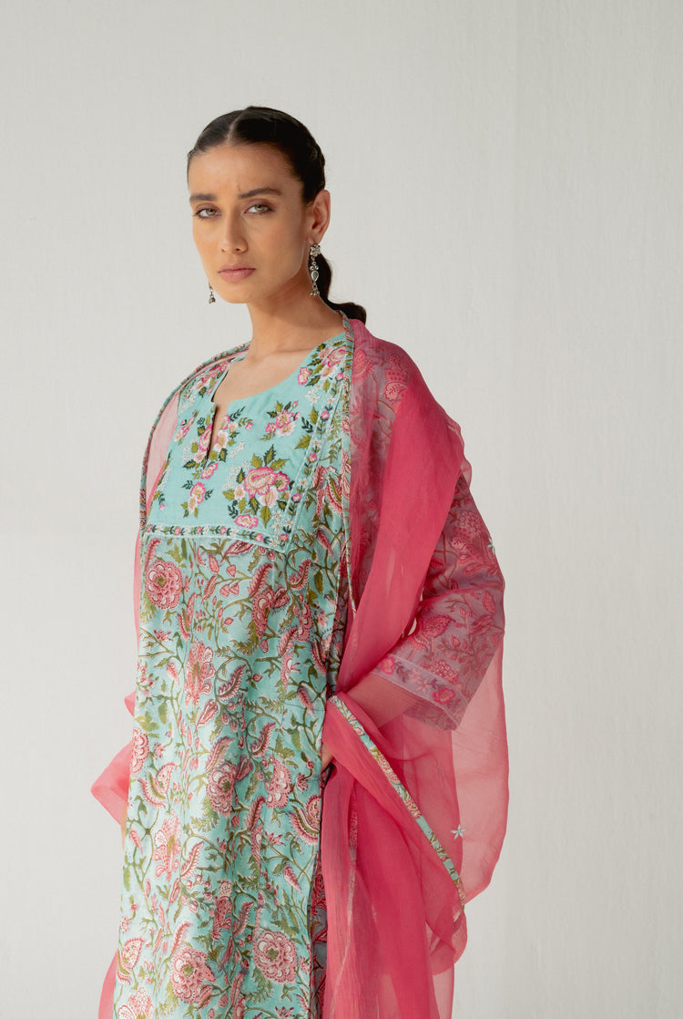 Tulsi Kurta Peach Sea Green (8164738531627)