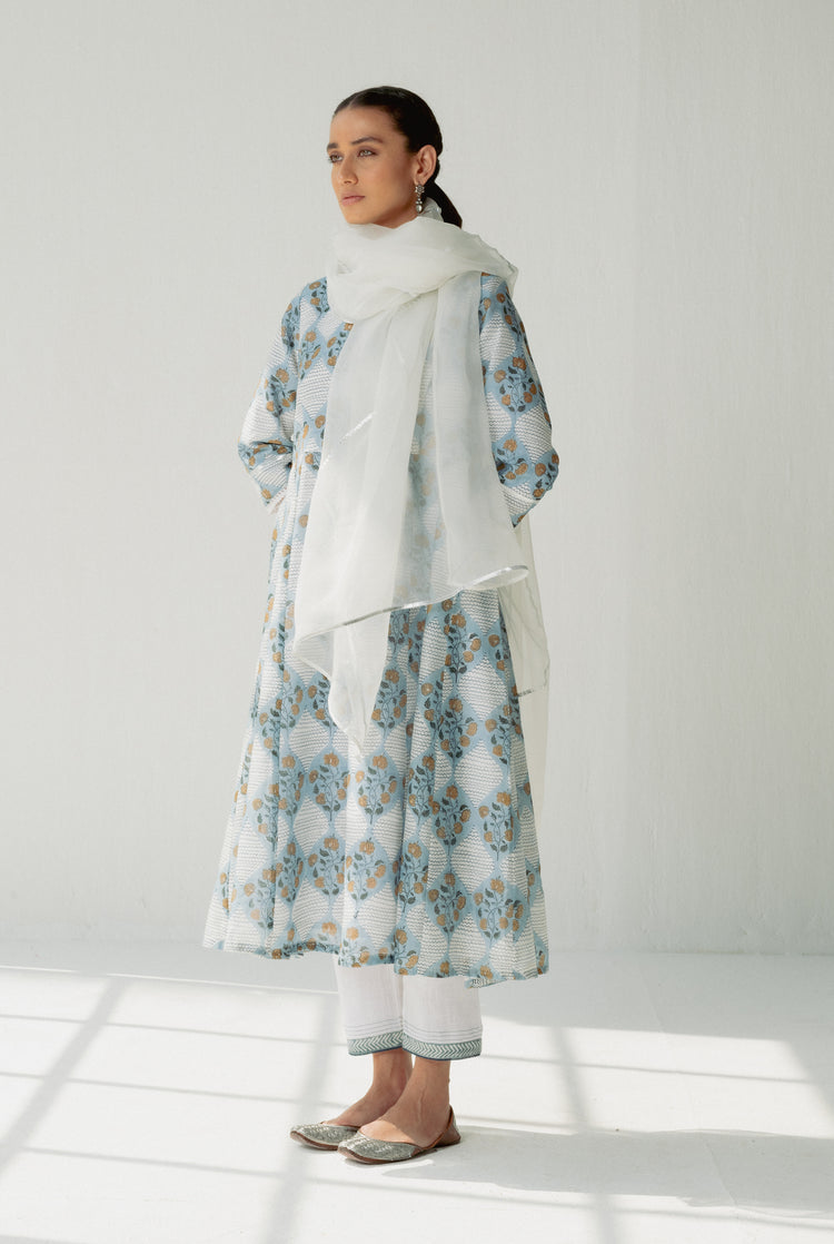 Tropical Dupatta White (8174712127787)