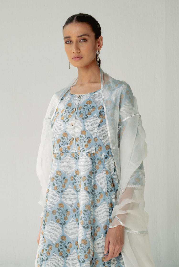 Tropical Dupatta White (8174712127787)