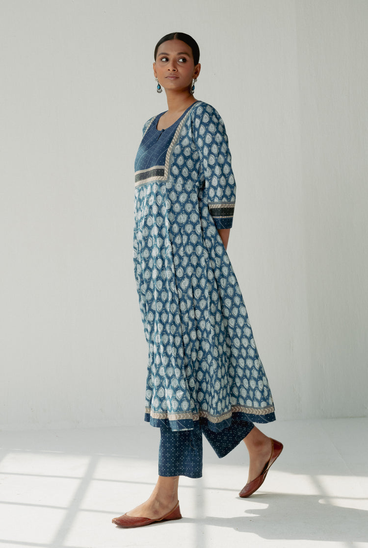 Crinkled Anarkali Kurta Blue (8161818247467)