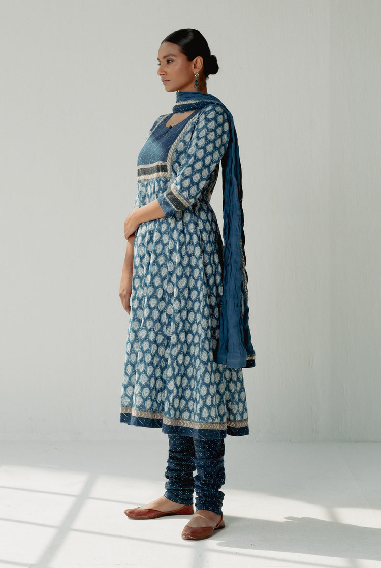 Crinkled Anarkali Kurta Blue (8161818247467)