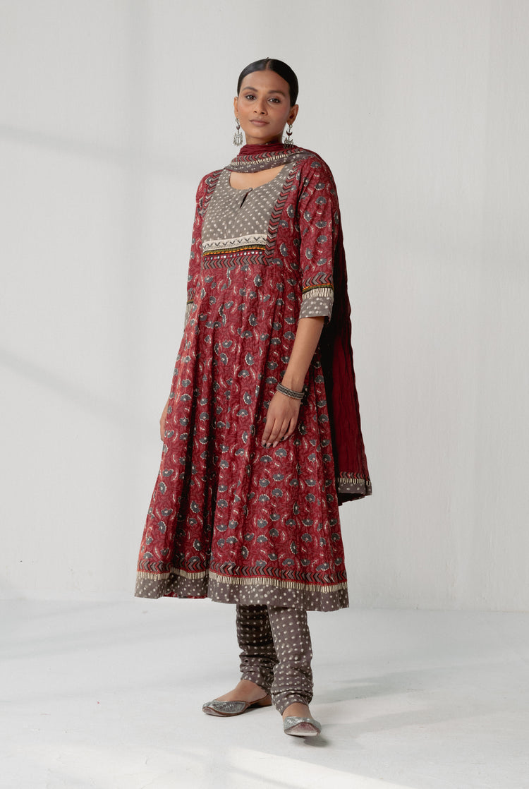 Rozana Cotton Crinkled Dupatta Maroon (8161936015659)