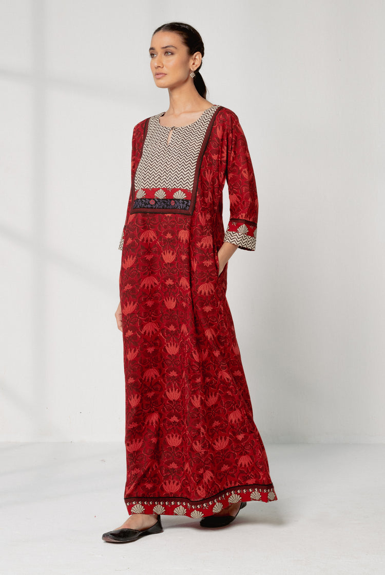Yoke Caftan Maroon Red (8163247522091)