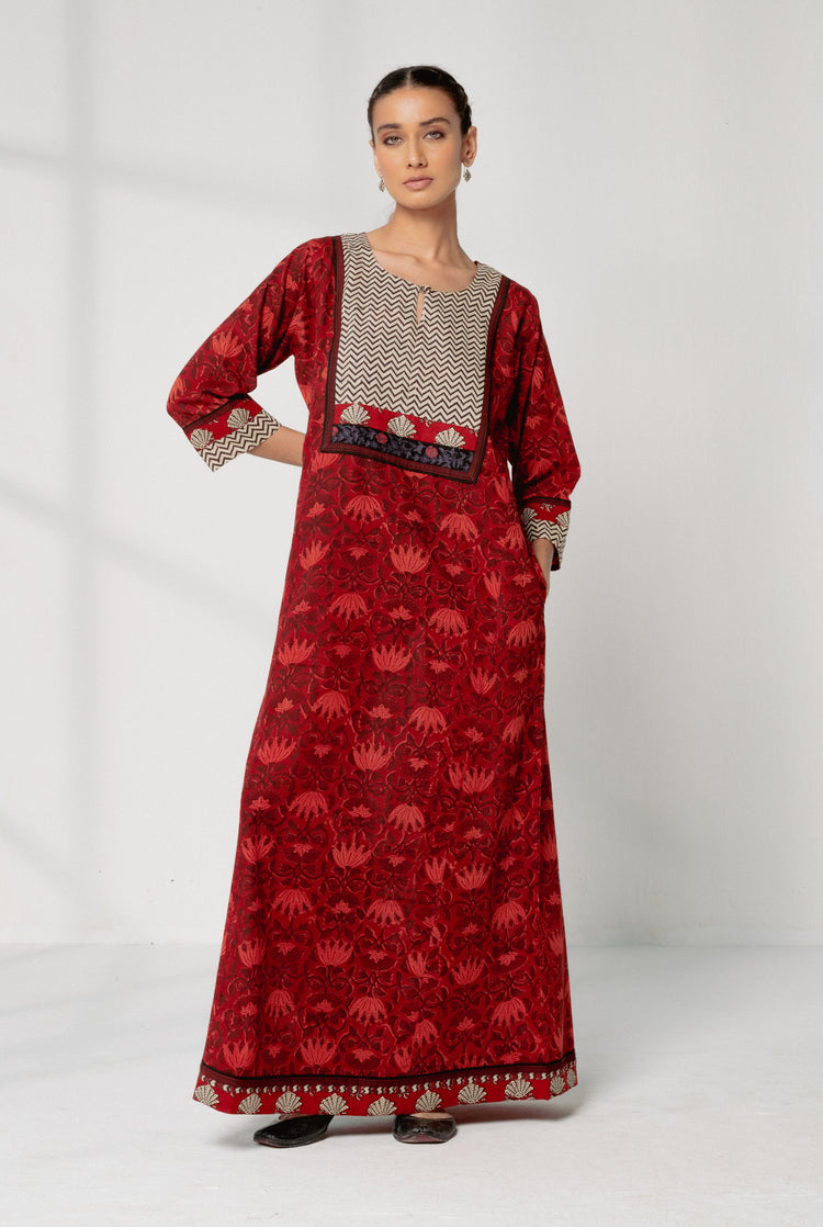 Yoke Caftan Maroon Red (8163247522091)